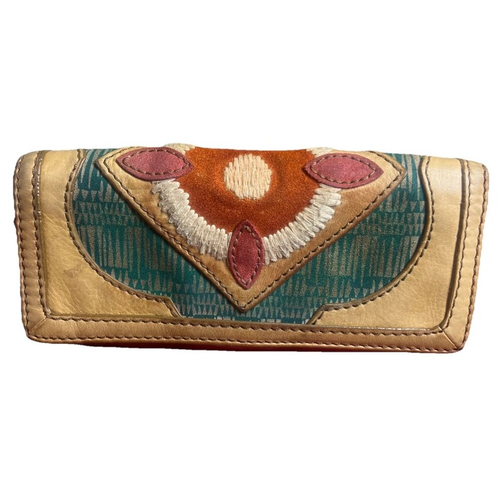 FOSSIL CAMPBELL Long Bohemian Native American Style Long Folding Wallet
